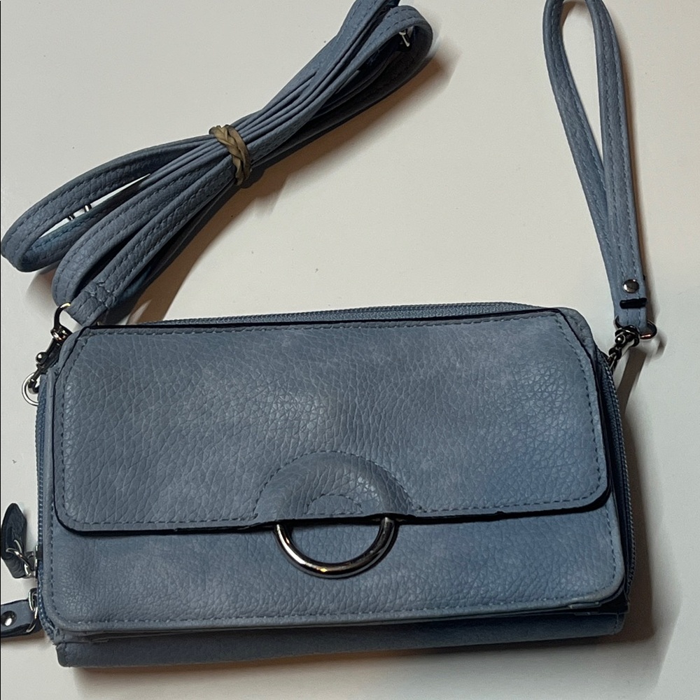 Bueno Light Blue Leather Handbag